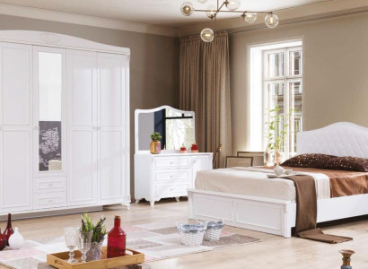 Luxus Schlafzimmer Set 4tlg. Bett 2 Nachttische Kommode Landhaus Möbel Neu